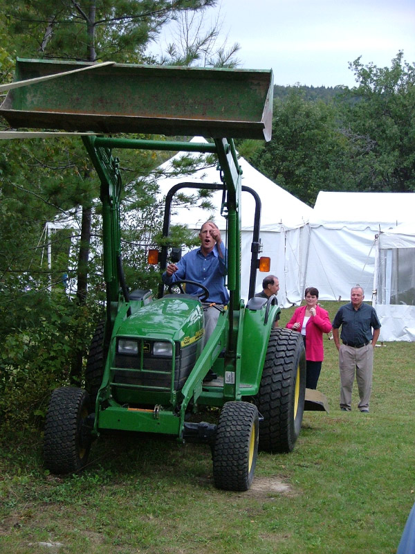 pulling zip line from tractor