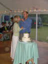 beth & jeff cutting cake